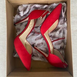 Jessica Simpson Red Pointed Ankle-Strap Pumps Size 10